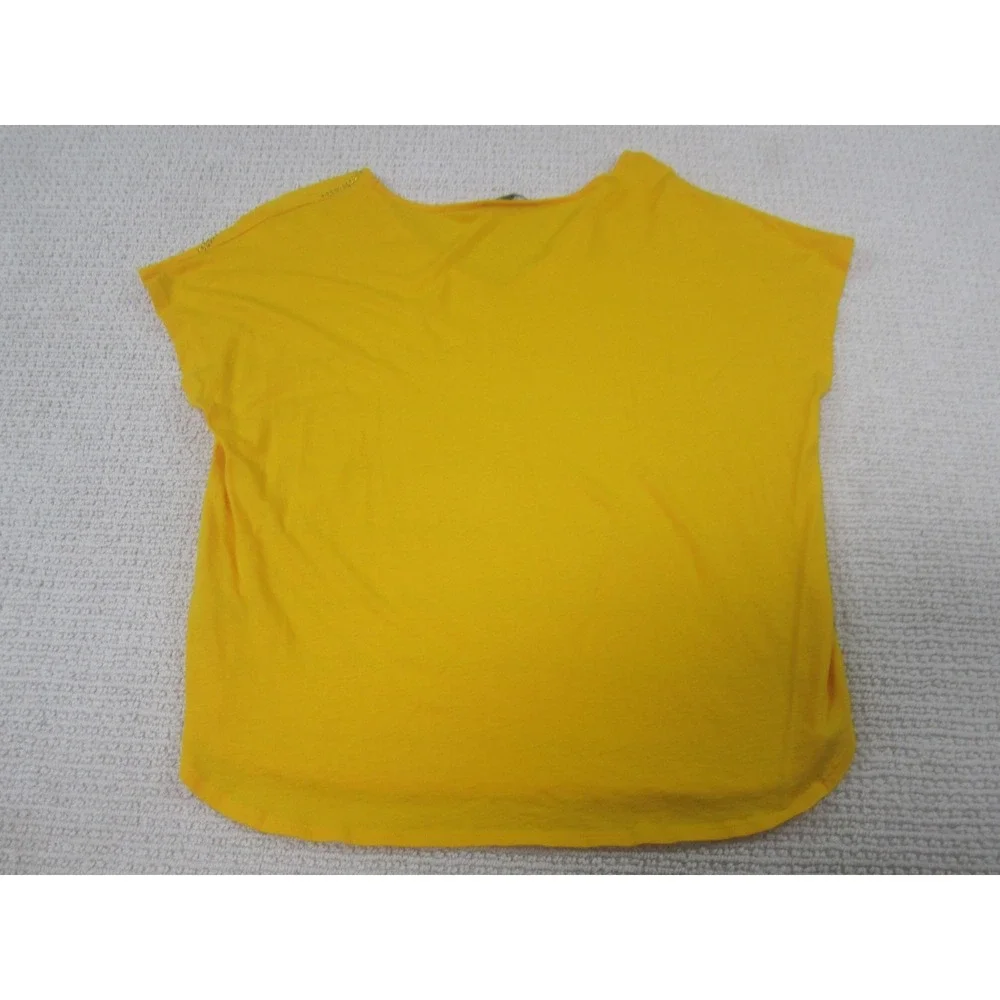 Chaus Shirt Womens Small‎ Yellow Rhinestone Stripe V Neck Short Sleeve Dolman - Picture 6 of 9